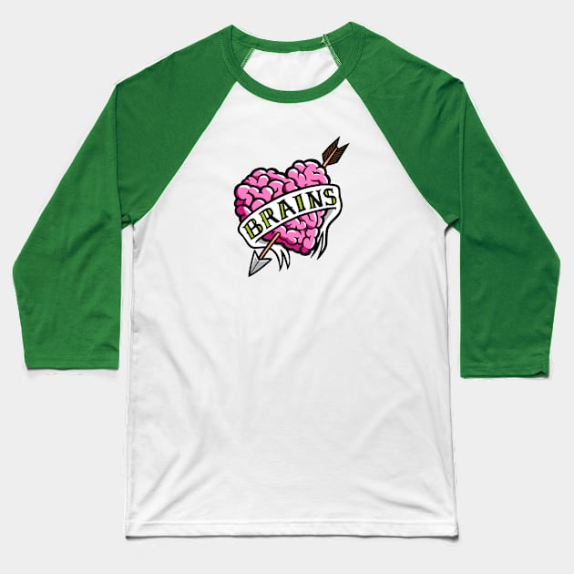 Love Brains Baseball T-Shirt by SpaceRockLab